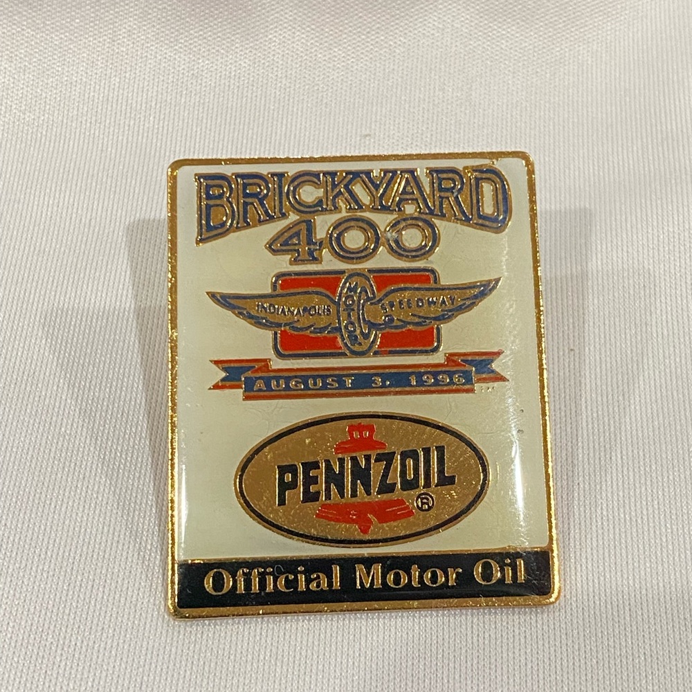 1996 Brickyard 400 Indianapolis Motor Speedway Enamel Pin - Pennzoil Official